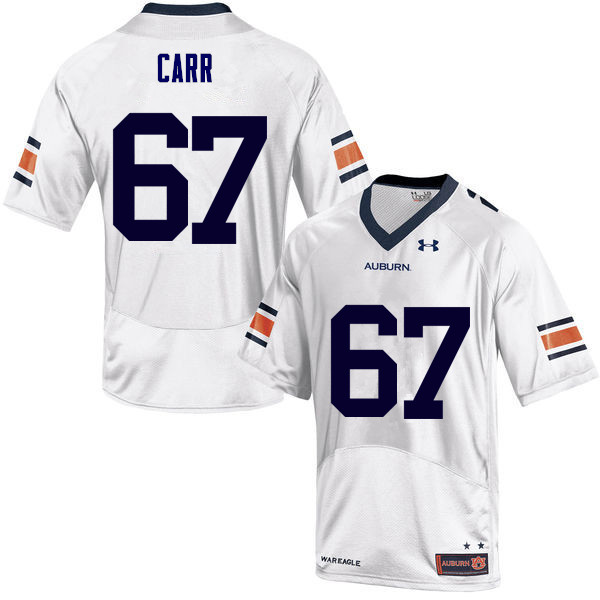 Auburn Tigers Men's Tyler Carr #67 White Under Armour Stitched College NCAA Authentic Football Jersey SCA1174CB